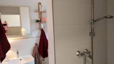 Ein Badezimmer in der Unterkunft Zur urigen Kiefer
