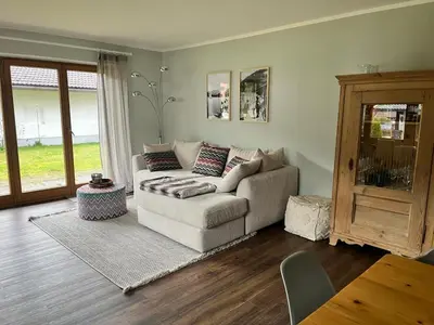 Ein Sitzbereich in der Unterkunft Ferienwohnung Bergrausch