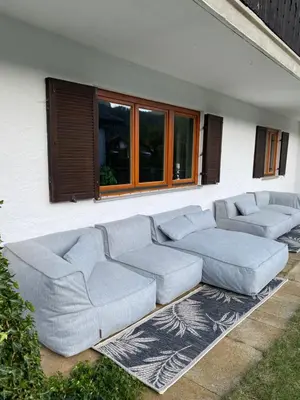 Ein Sitzbereich in der Unterkunft Ferienwohnung Bergrausch
