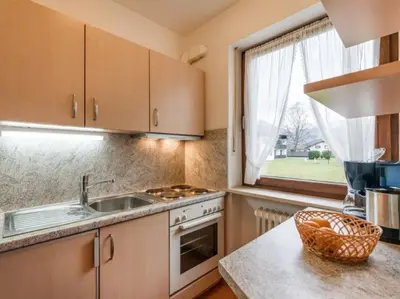 Küche/Küchenzeile in der Unterkunft Chiemgau Comfort E2 Ferienwohnanlage Oberaudorf mit Hallenbad und Sauna