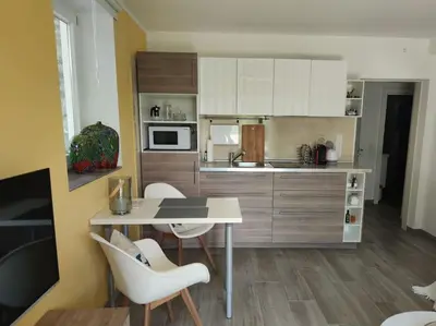 Küche/Küchenzeile in der Unterkunft Gemütliches Garten-Apartment mit Bergblick