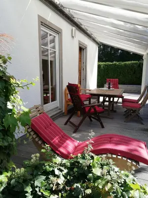 Ein Sitzbereich in der Unterkunft Ferienhaus Deller