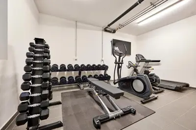 Das Fitnesscenter und/oder die Fitnesseinrichtungen in der Unterkunft Sunshine Apartment Wood'n Rustic