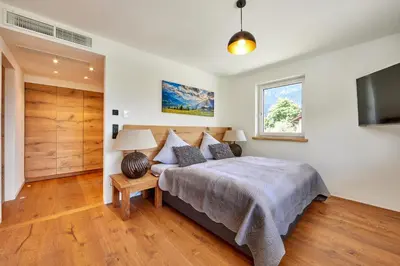 Ein Bett oder Betten in einem Zimmer der Unterkunft Sunshine Apartment Wood'n Rustic