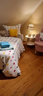 Ein Bett oder Betten in einem Zimmer der Unterkunft Ferienwohnung Oase