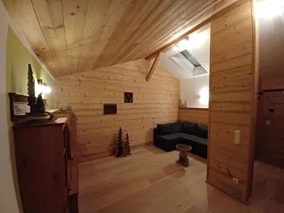 Ein Sitzbereich in der Unterkunft Ferienwohnung Oberlinner