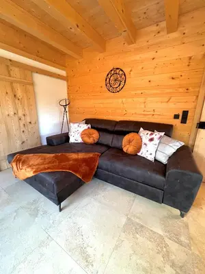 Ein Sitzbereich in der Unterkunft Ferienhaus Seerose