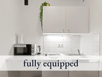 Küche/Küchenzeile in der Unterkunft Hallo!-Apartments - Ideal für Geschäftsreisende, Monteure und Feriengäste