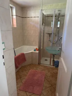 Ein Badezimmer in der Unterkunft Am Ampferang:Ferienhaus in Ettal