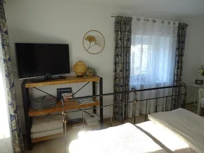Ein Bett oder Betten in einem Zimmer der Unterkunft Ferienwohnung am Pilsensee
