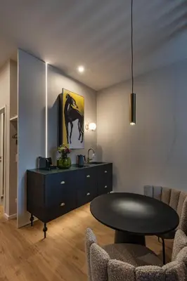 Ein Sitzbereich in der Unterkunft kalm stay - a design Aparthotel