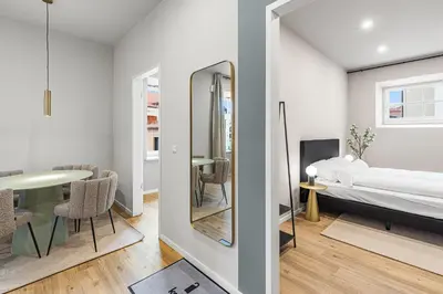 Ein Bett oder Betten in einem Zimmer der Unterkunft kalm stay - a design Aparthotel