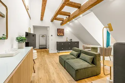 Ein Sitzbereich in der Unterkunft kalm stay - a design Aparthotel