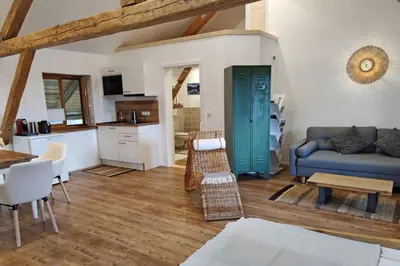 Ein Sitzbereich in der Unterkunft Kultur-Stadl Ferienwohnung