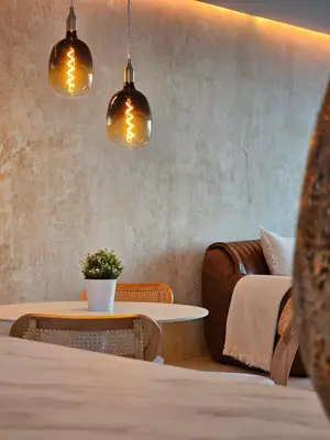 Ein Bett oder Betten in einem Zimmer der Unterkunft Stylische Sunset-Wohnung