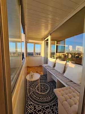 Ein Sitzbereich in der Unterkunft Stylische Sunset-Wohnung