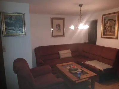 Ein Sitzbereich in der Unterkunft Rustico di Angelo