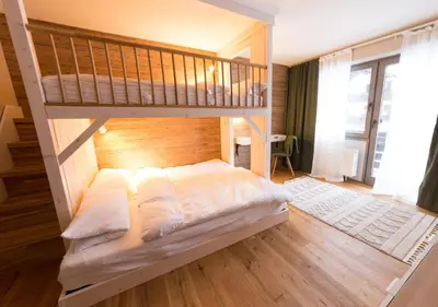 Ein Bett oder Betten in einem Zimmer der Unterkunft Stylish and modern - Alm-Flat-Vacation