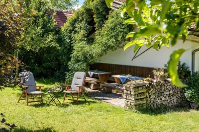 Ein Garten an der Unterkunft Beim Paulfischer