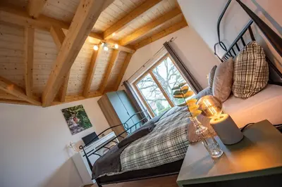 Ein Bett oder Betten in einem Zimmer der Unterkunft Appartement an der alten Linde