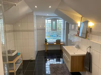 Ein Badezimmer in der Unterkunft Gemütliche Wohnung in Oberbayern