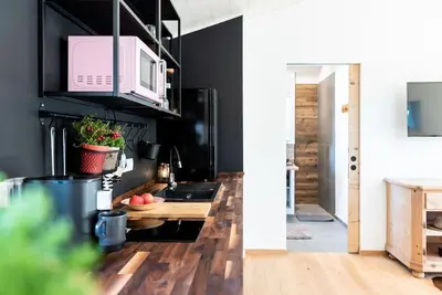 Küche/Küchenzeile in der Unterkunft Exklusives Design-Apartment & Sauna