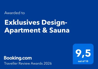 Ein Zertifikat, Auszeichnung, Logo oder anderes Dokument, das in der Unterkunft Exklusives Design-Apartment & Sauna ausgestellt ist