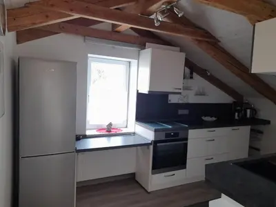 Küche/Küchenzeile in der Unterkunft Ferienwohnung an der Singold