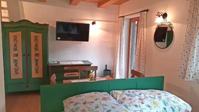 Ein Bett oder Betten in einem Zimmer der Unterkunft Bauernhof Auerhof Ferienwohnung