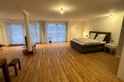 Ein Bett oder Betten in einem Zimmer der Unterkunft Hopfenwohnung 2