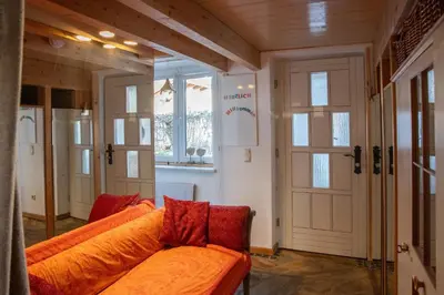Ein Sitzbereich in der Unterkunft Schneckenhaus