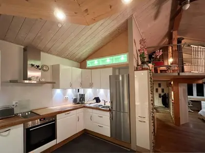 Küche/Küchenzeile in der Unterkunft Schneckenhaus