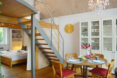 Ein Bett oder Betten in einem Zimmer der Unterkunft Schneckenhaus