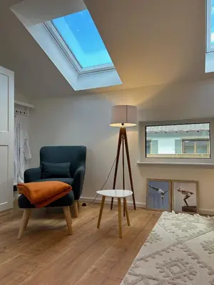 Ein Sitzbereich in der Unterkunft Ferienhaus Baron mit eigener Sauna