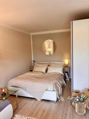 Ein Bett oder Betten in einem Zimmer der Unterkunft Stylish studio apartment with beautiful terrace near Audi