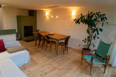 Ein Sitzbereich in der Unterkunft Ferienwohnung am Schmiedhof