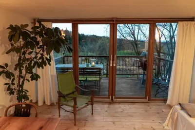 Ein Balkon oder eine Terrasse in der Unterkunft Ferienwohnung am Schmiedhof
