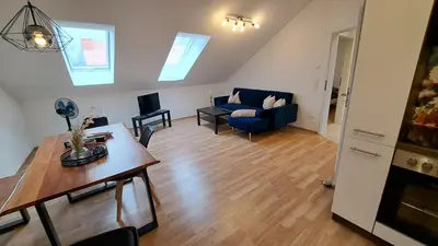 Ein Sitzbereich in der Unterkunft Neue Ferienwohnung am Ammersee