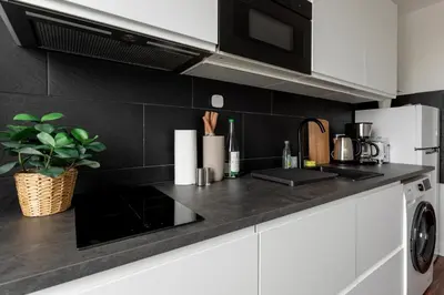 Küche/Küchenzeile in der Unterkunft Global Living - Design Apartments I Terrace I Kitchen I Smart-TV I Parking space I München