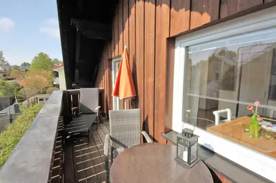 Ein Balkon oder eine Terrasse in der Unterkunft Ferienwohnungen Roseninsel & Perle