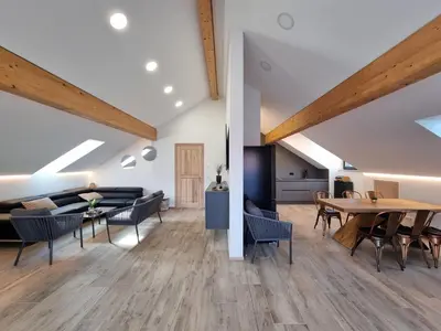 Ein Sitzbereich in der Unterkunft Ferienwohnung Bauer