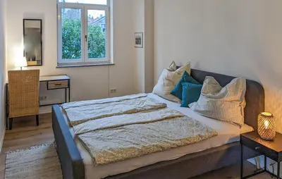 Ein Bett oder Betten in einem Zimmer der Unterkunft Stunning Apartment In Bad Heilbrunn