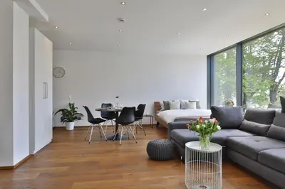 Ein Sitzbereich in der Unterkunft Moderne Studio-Wohnung - Lichtblick