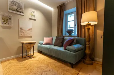 Ein Sitzbereich in der Unterkunft Traumhafte und hochwertige Stadtwohnung im Zentrum Augsburgs