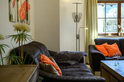 Ein Sitzbereich in der Unterkunft Alpen-Residence