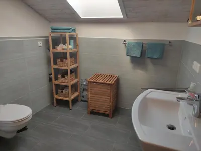 Ein Badezimmer in der Unterkunft Ferienwohnung auf dem Land