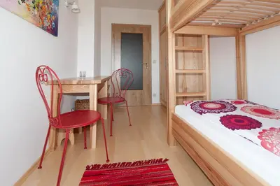 Ein Bett oder Betten in einem Zimmer der Unterkunft Huberhof