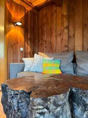 Ein Sitzbereich in der Unterkunft Haus Bergsteigerglück