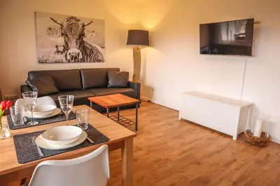 Ein Sitzbereich in der Unterkunft Zentrales Appartement im Alpin-Style in Garmisch