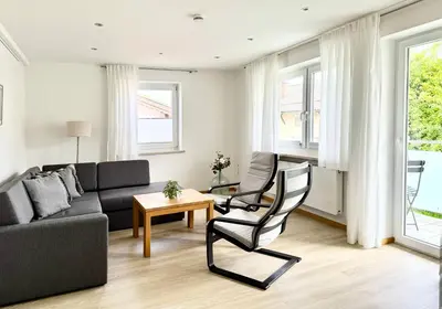 Ein Sitzbereich in der Unterkunft Ferienwohnung Sonnenblick